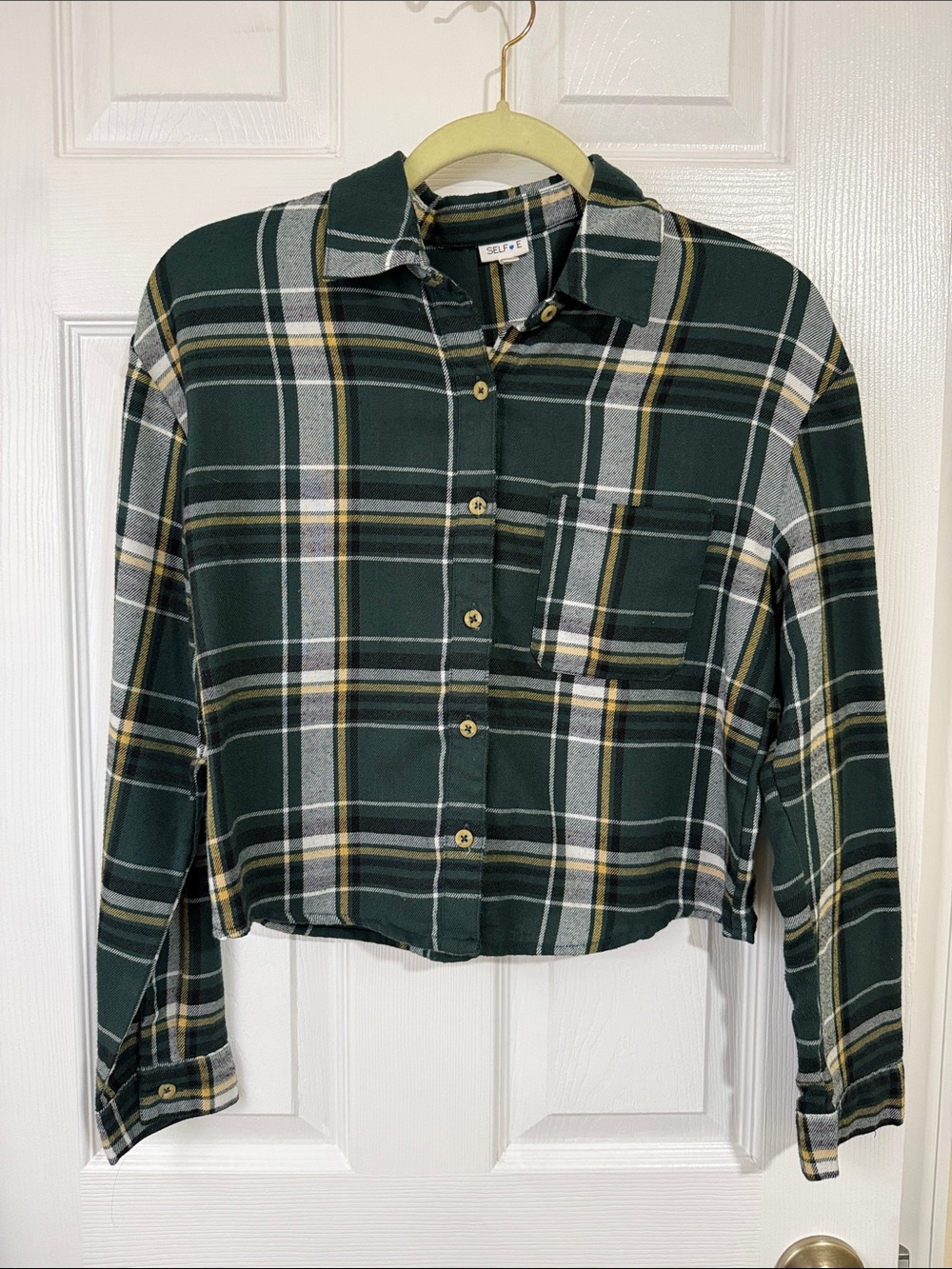 wild fable Dark Green Plaid Button-Front Shirt